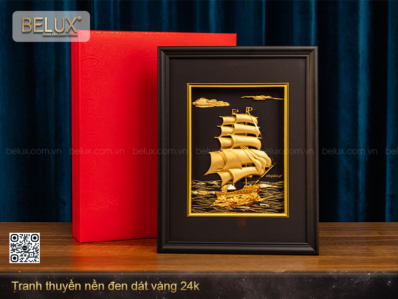 Tranh thuận buồm xuôi gió dát vàng 24k 32x25cm